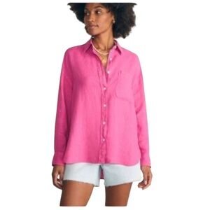 Faherty Laguna Relaxed Fit Linen Button-Up Shirt Size L